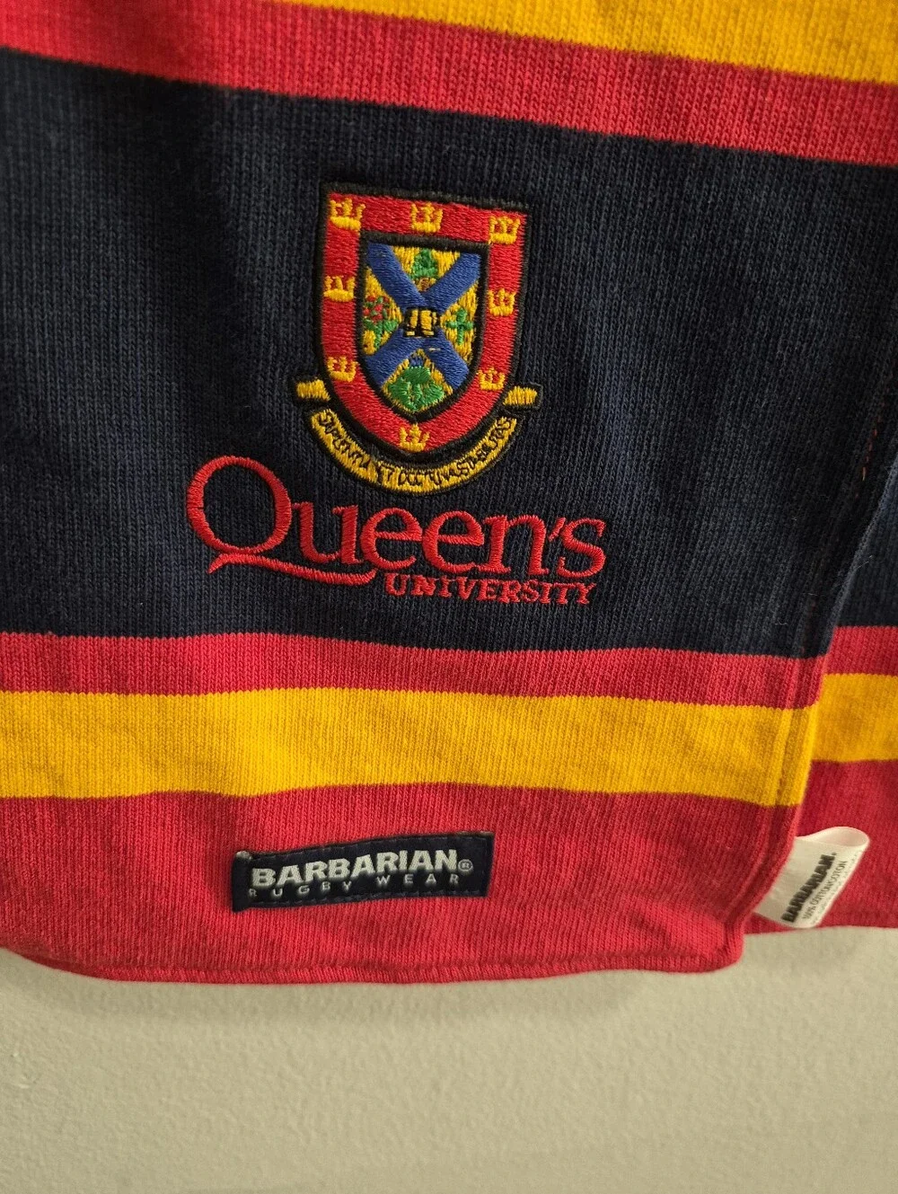 Queen's University Alum Rugby Striped Scarf Embroidered